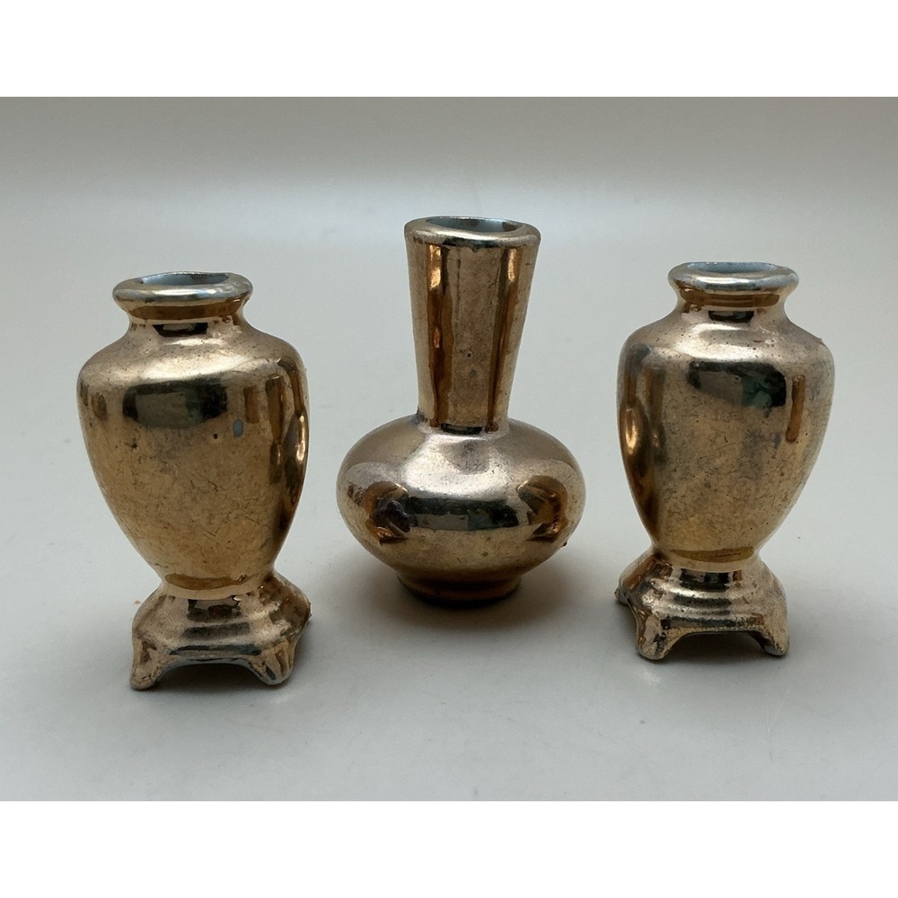 Miniature Vintage Japanese Porcelain Lusterware Vases Pitchers, Pre WW2 Lot of 7 - Picture 2 of 14